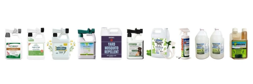 Ten different pet safe mosquito pesticides for your yard.